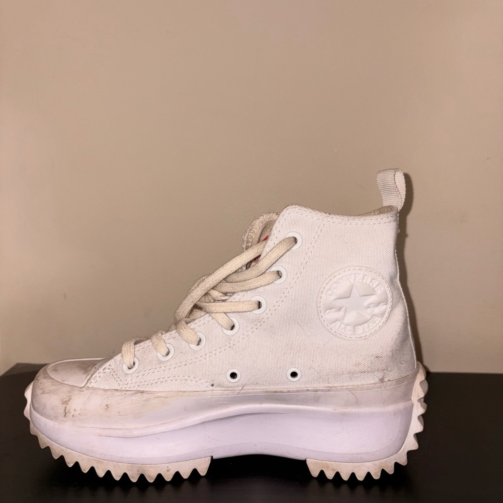 White Platform High-Top Canvas Sneaker